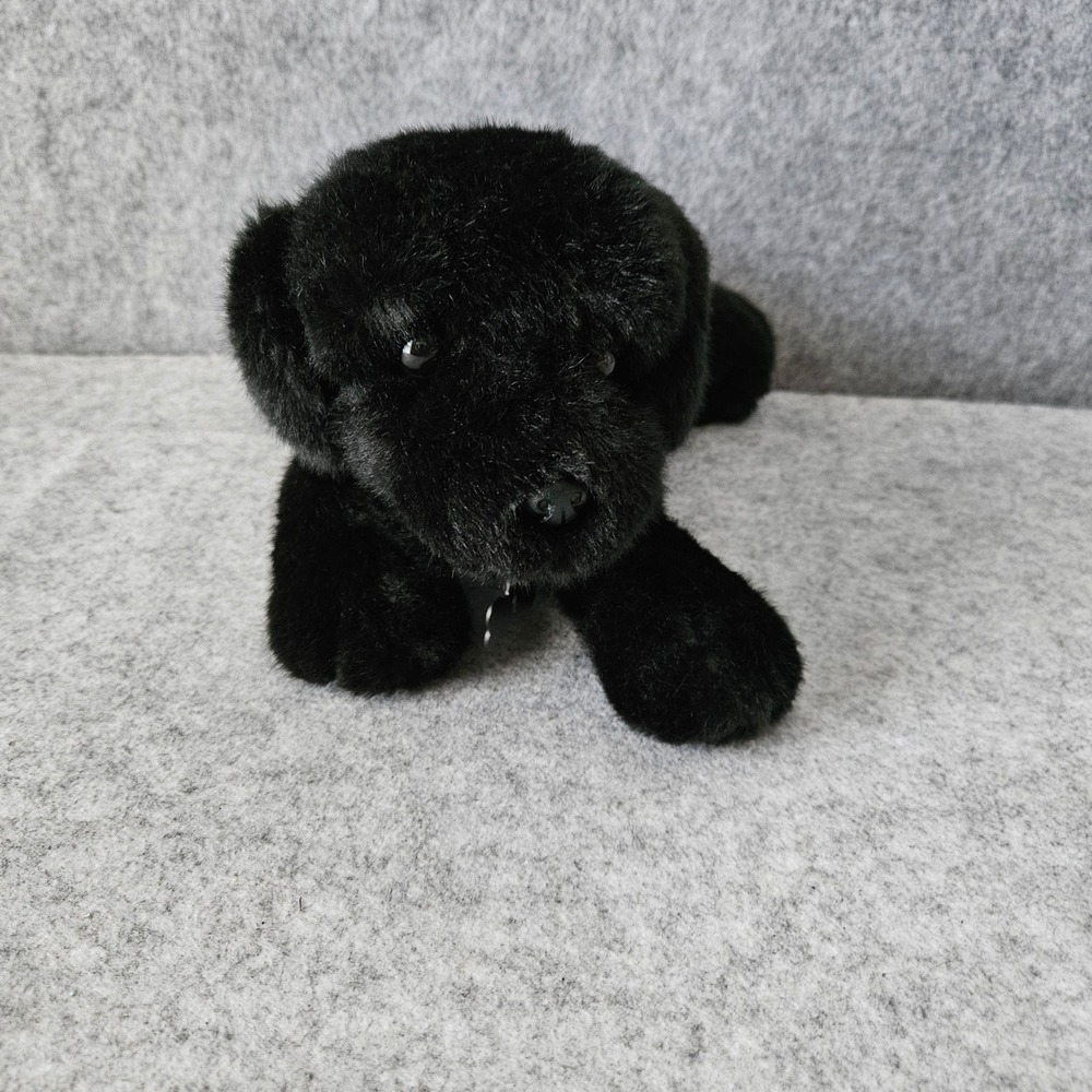 Aurora Black Labrador Retriever Plush Dog Teal Collar CAM ID Tag Stuffed Animal